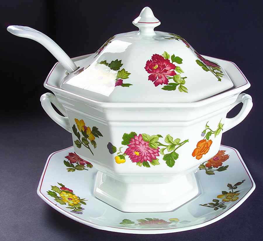 Kimono Tureen & Lid w/Ladle & Underplate by Wedgwood-1