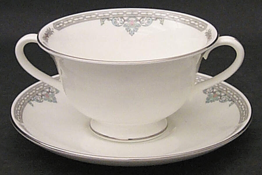 Kingsgate Footed Cream Soup Bowl & Saucer Set by Wedgwood-1