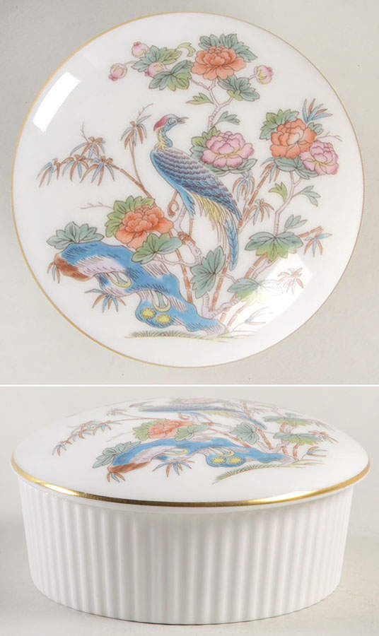 Kutani Crane 3" Round Fluted Box & Lid by Wedgwood-1