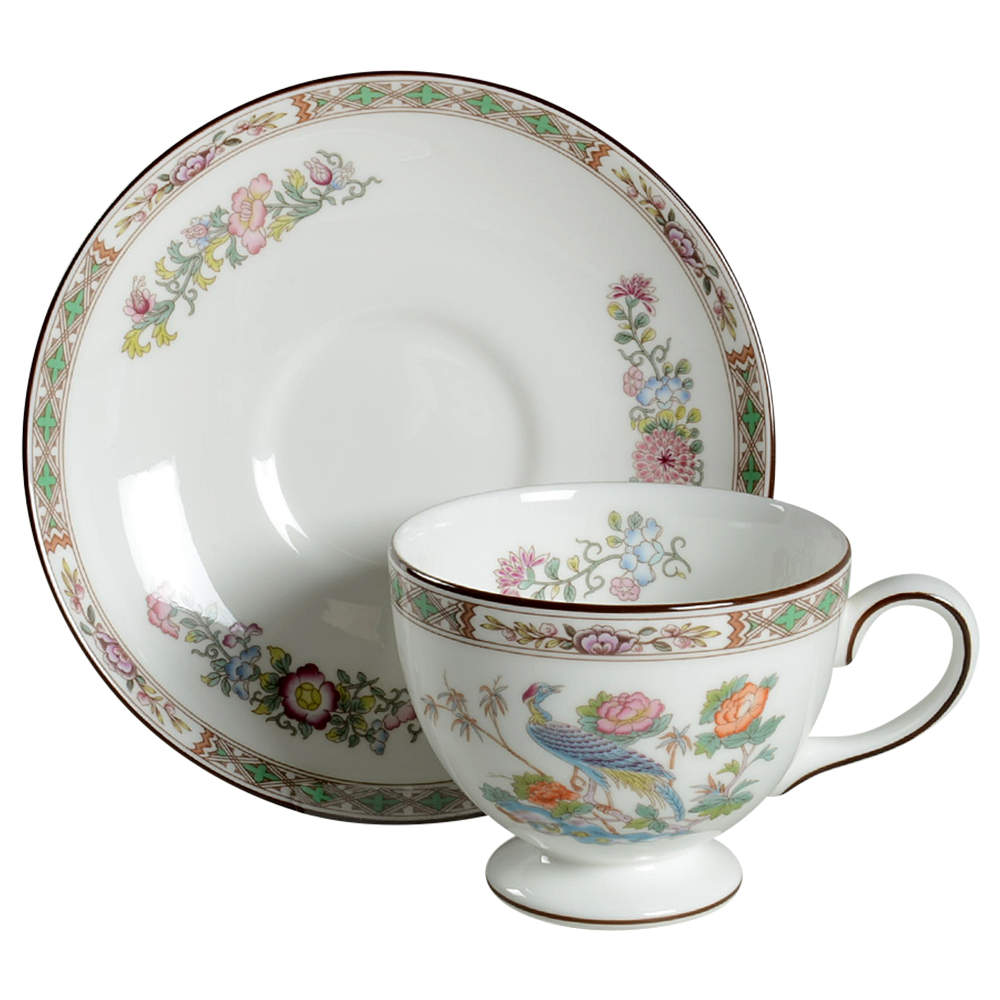 Kutani Crane Leigh Shape Footed Cup & Saucer Set by Wedgwood-1
