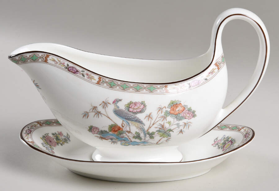 Kutani Crane Gravy Boat & Underplate by Wedgwood-1
