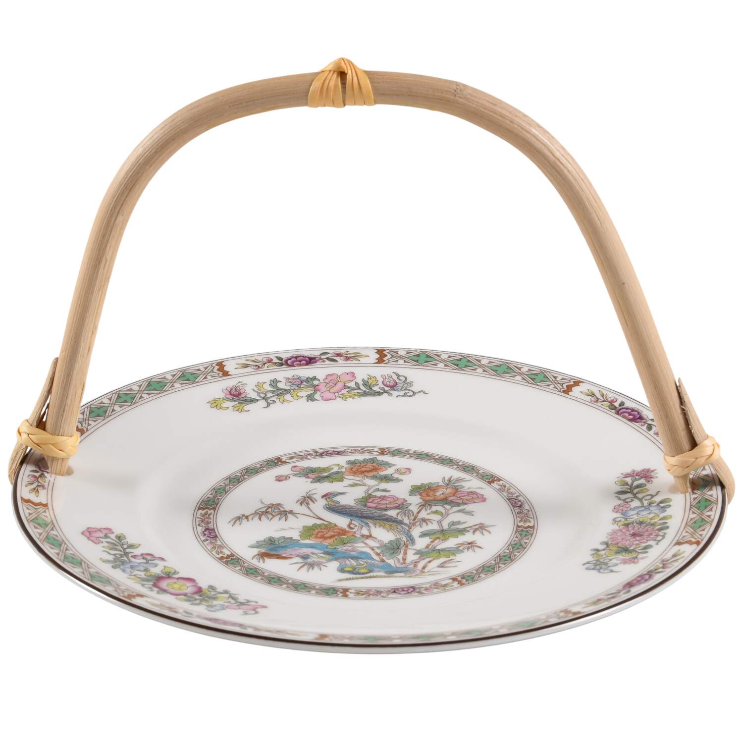 Kutani Crane 5 3/8"-5 5/8" Bamboo Handled Serving Plate  HC by Wedgwood-1