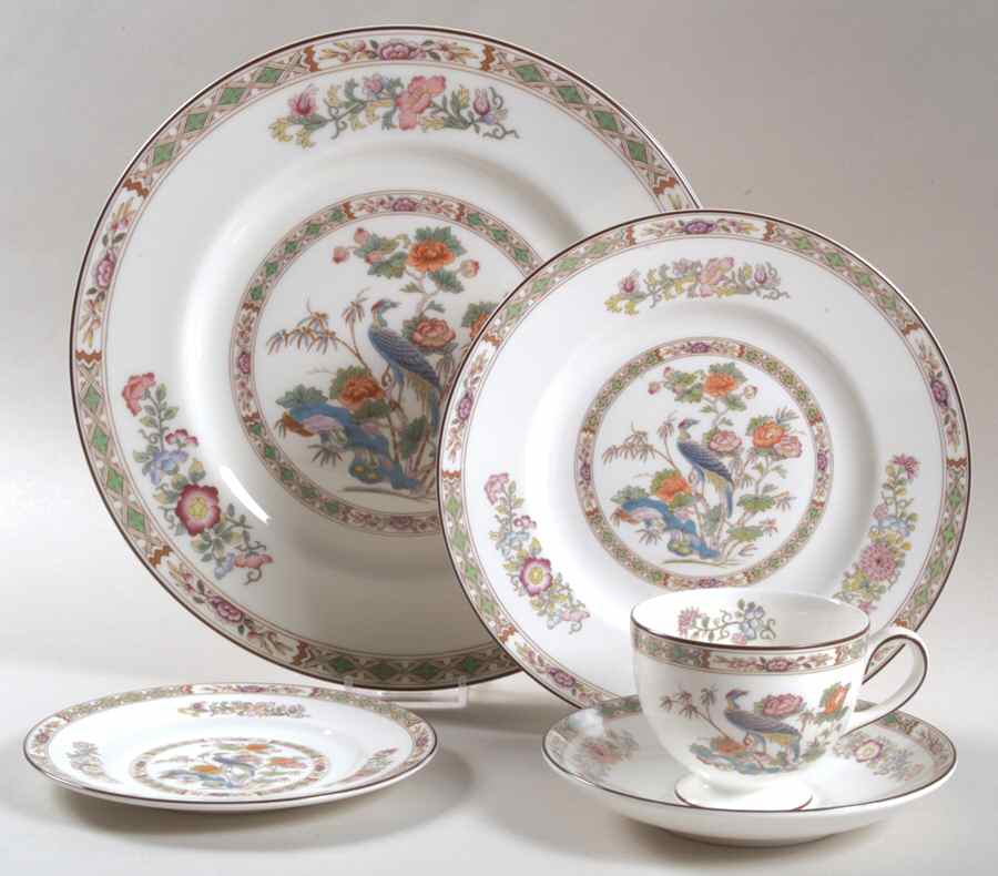 Kutani Crane 5-Piece Place Set=Csfl or Csft,Dp,Sp,Bb by Wedgwood-1