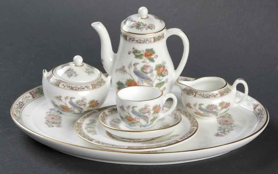 Kutani Crane 9 Piece Miniature Coffee Set by Wedgwood-1