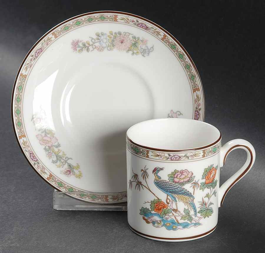 Kutani Crane Bond Shape Demitasse Cup and Saucer Set by Wedgwood-1