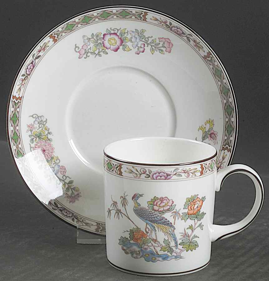 Kutani Crane Can Shape Demitasse Cup and Saucer Set by Wedgwood-1