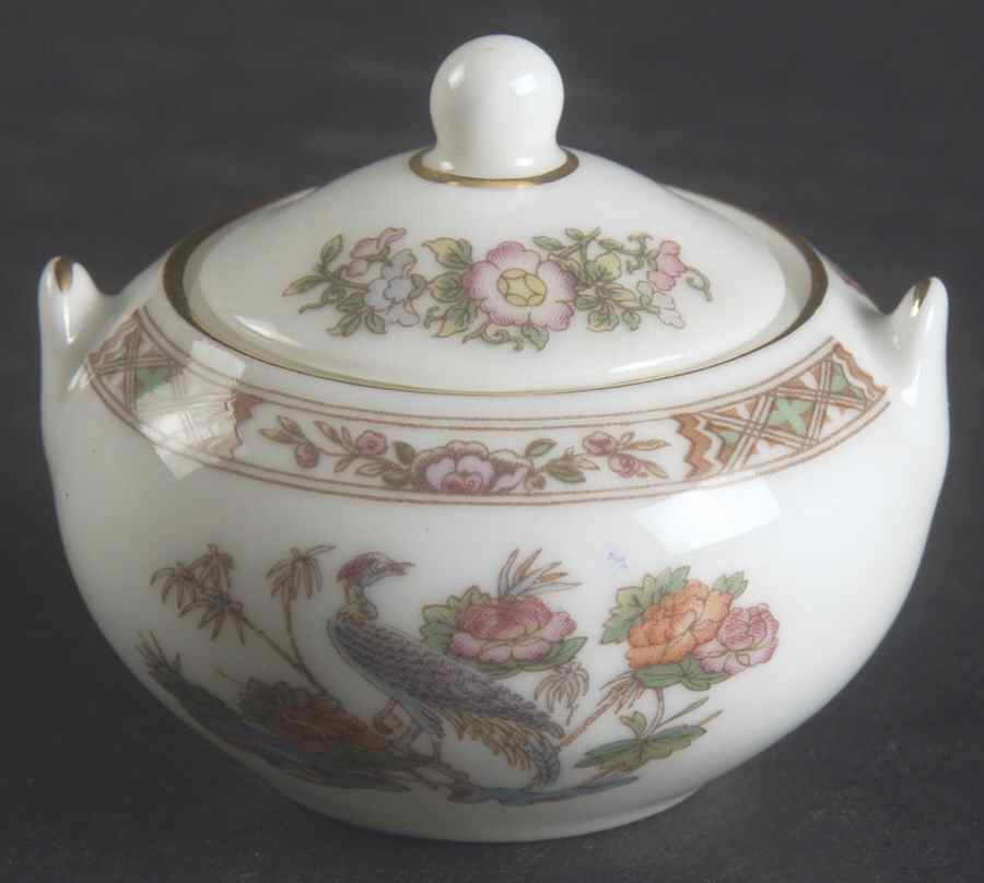 Kutani Crane Miniature Sugar Bowl & Lid by Wedgwood-1