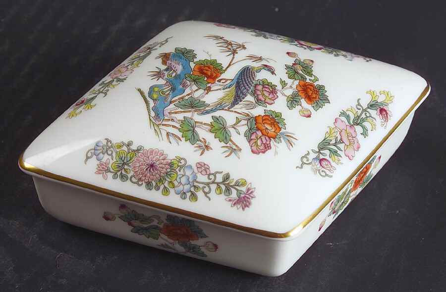 Kutani Crane Diamond Shaped Box & Lid by Wedgwood-1