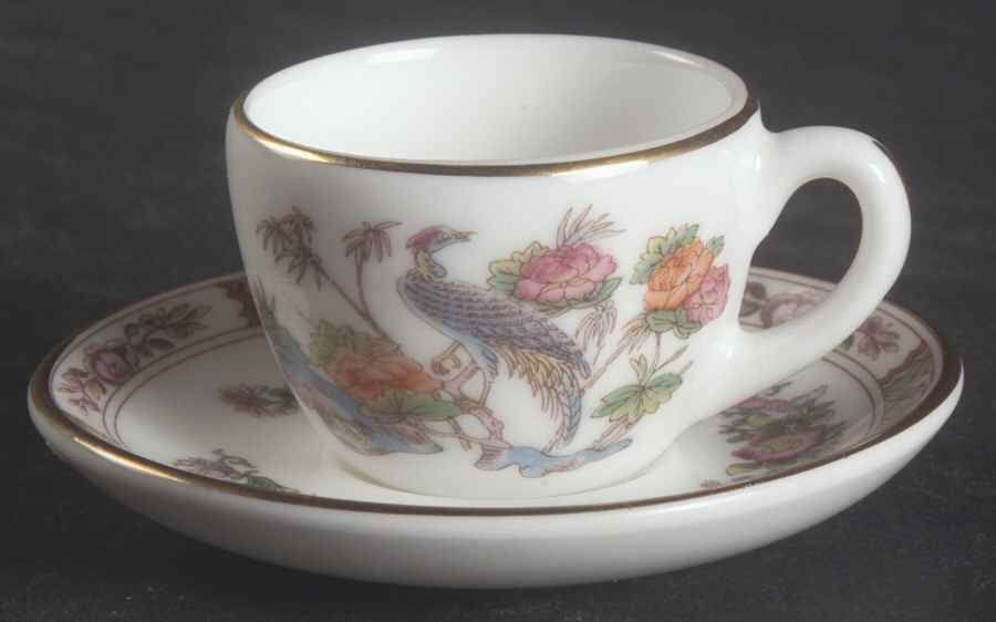 Kutani Crane Miniature Cup and Saucer Set by Wedgwood-1