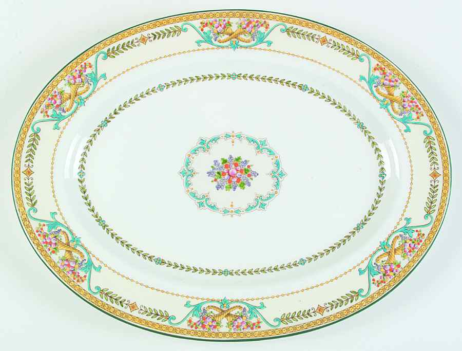 Kynance (Center and Laurel Band) 17" Oval Serving Platter by Wedgwood-1
