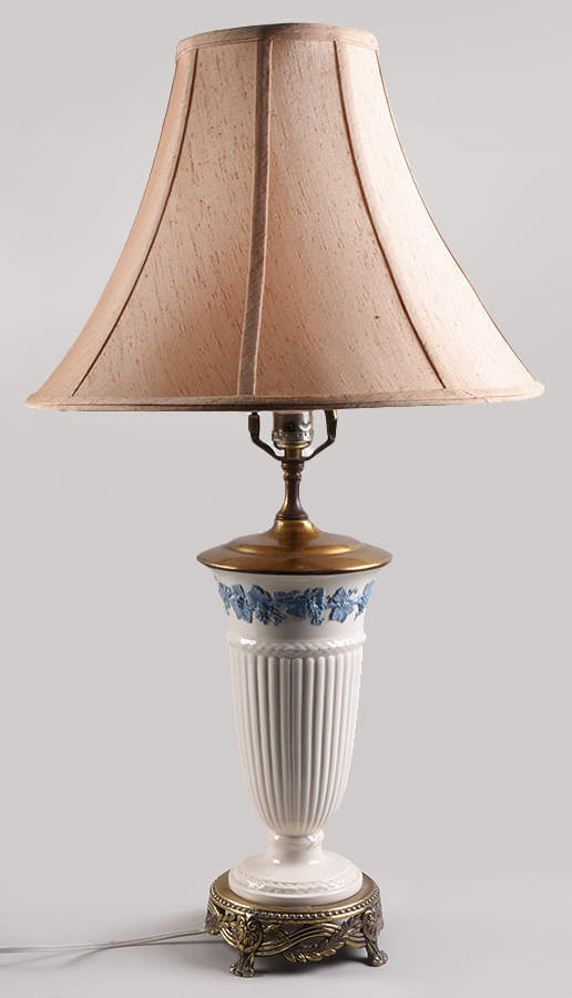 Lavender on Cream Color (Plain) 28" Electric Lamp & Shade by Wedgwood-1