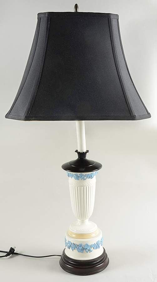 Lavender on Cream Color (Plain) 31" Electric Lamp & Shade by Wedgwood-1