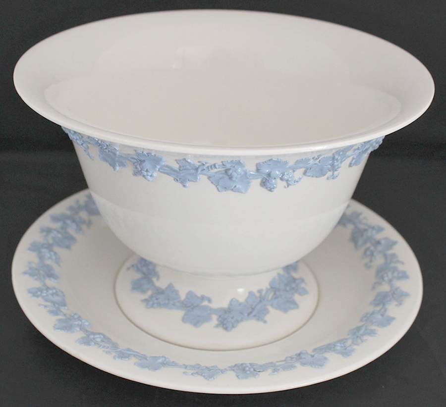 Lavender on Cream Color (Plain) 8" Footed Bowl & Underplate by Wedgwood-1