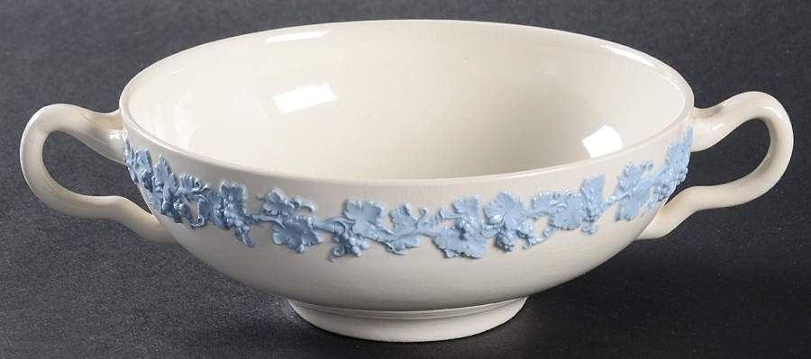 Lavender on Cream Color (Plain) Flat Cream Soup Bowl by Wedgwood-1