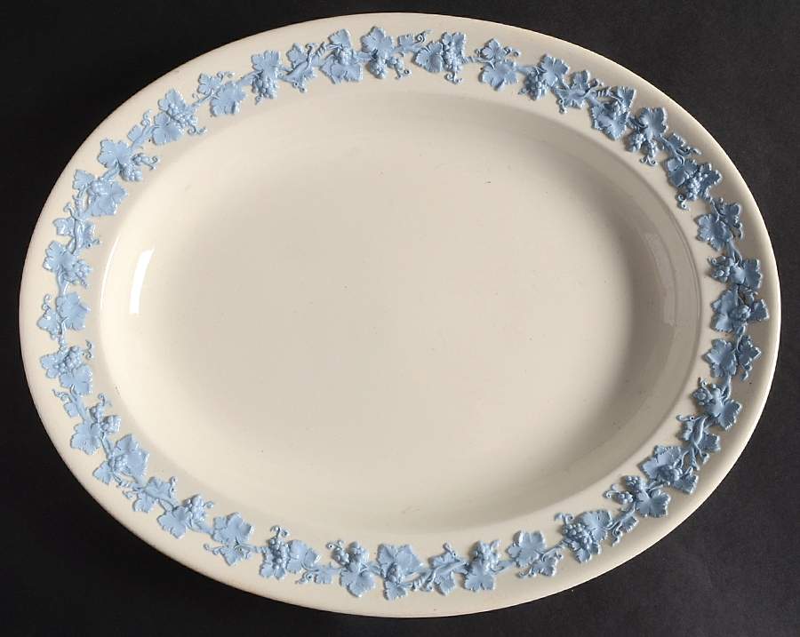 Lavender on Cream Color (Plain) 12" Oval Serving Platter by Wedgwood-1