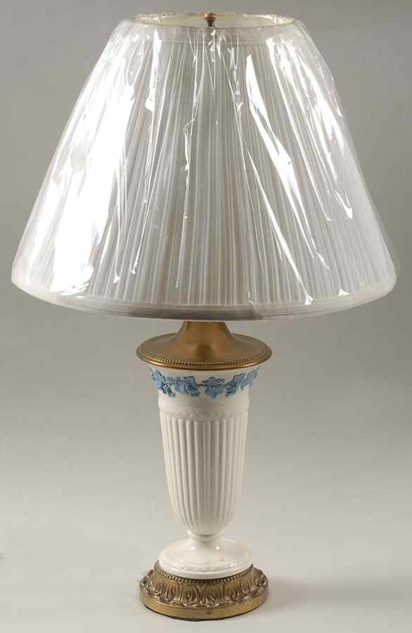 Lavender on Cream Color (Plain) 21" Electric Lamp & Shade by Wedgwood-1