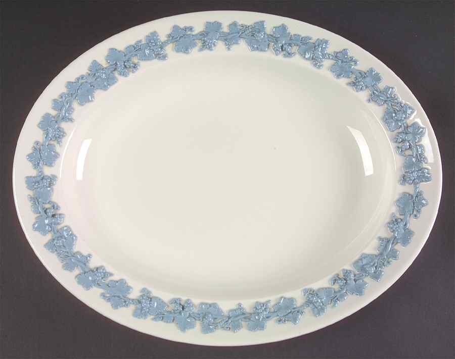 Lavender on Cream Color (Plain) 12" Oval Serving Platter by Wedgwood-1