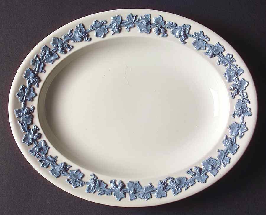 Lavender on Cream Color (Plain) 10" Oval Serving Platter by Wedgwood-1