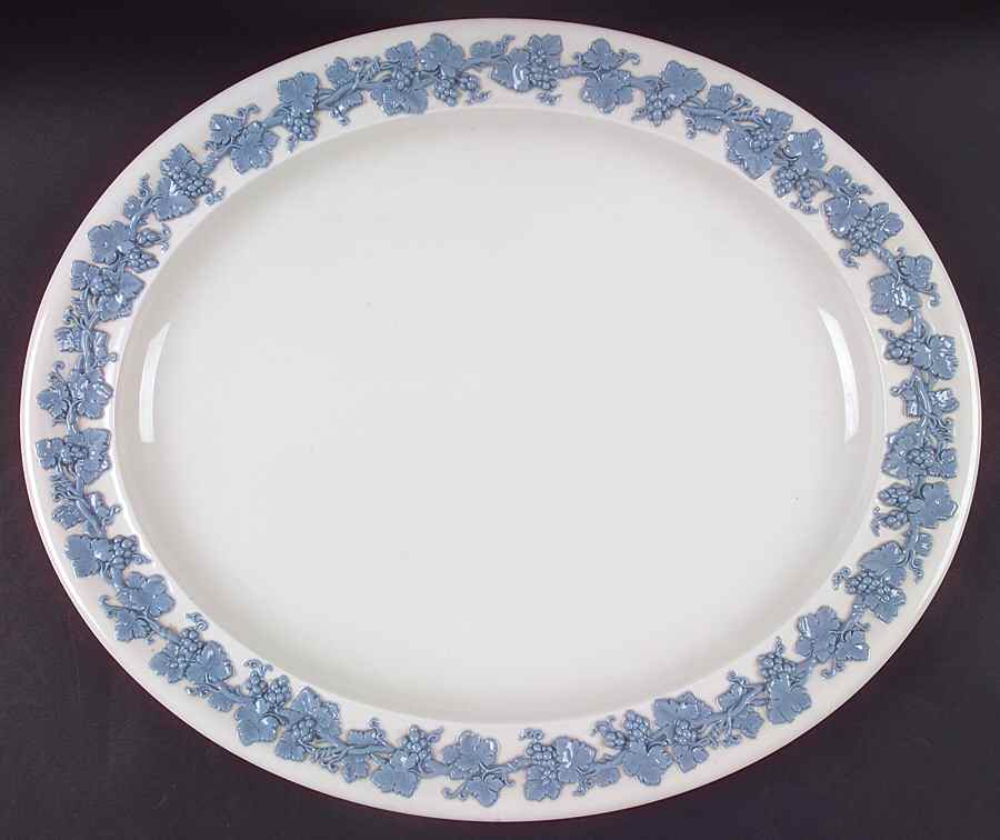 Lavender on Cream Color (Plain) 16" Oval Serving Platter by Wedgwood-1