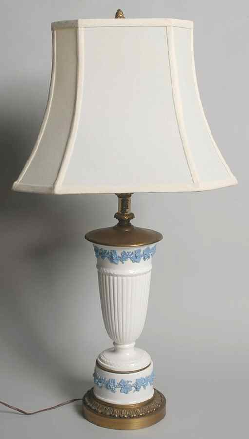 Lavender on Cream Color (Plain) 31" Electric Lamp & Shade by Wedgwood-1