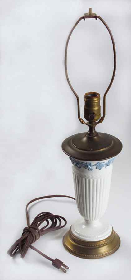 Lavender on Cream Color (Plain) Electric Lamp No Shade by Wedgwood-1