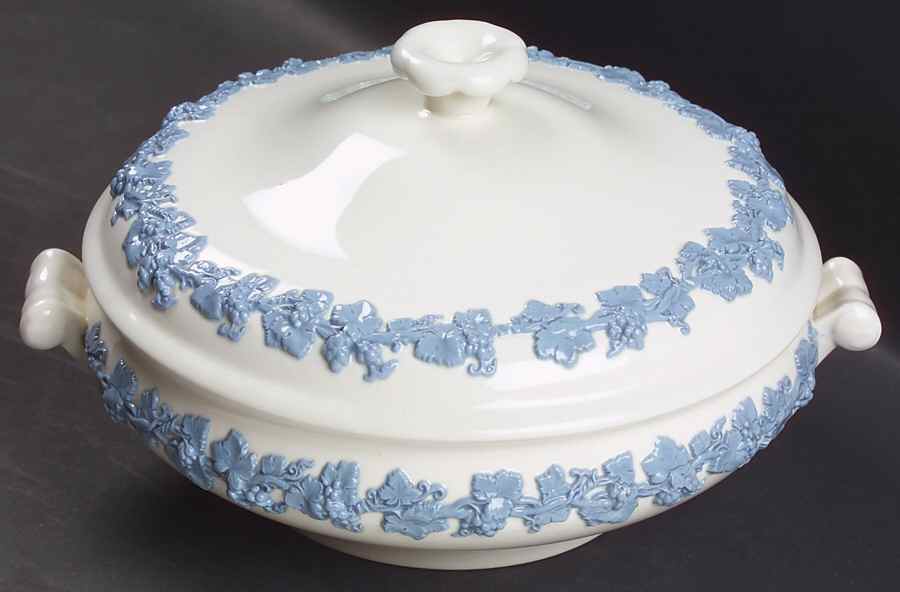 Lavender on Cream Color (Plain) Round Covered Vegetable by Wedgwood-1