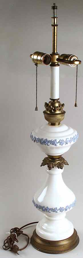 Lavender on Cream Color (Plain) 29" Electric Lamp No Shade by Wedgwood-1