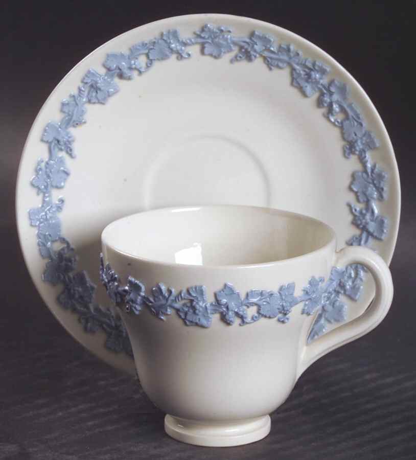 Lavender on Cream Color (Plain) Footed Demitasse Cup & Saucer Set by Wedgwood-1