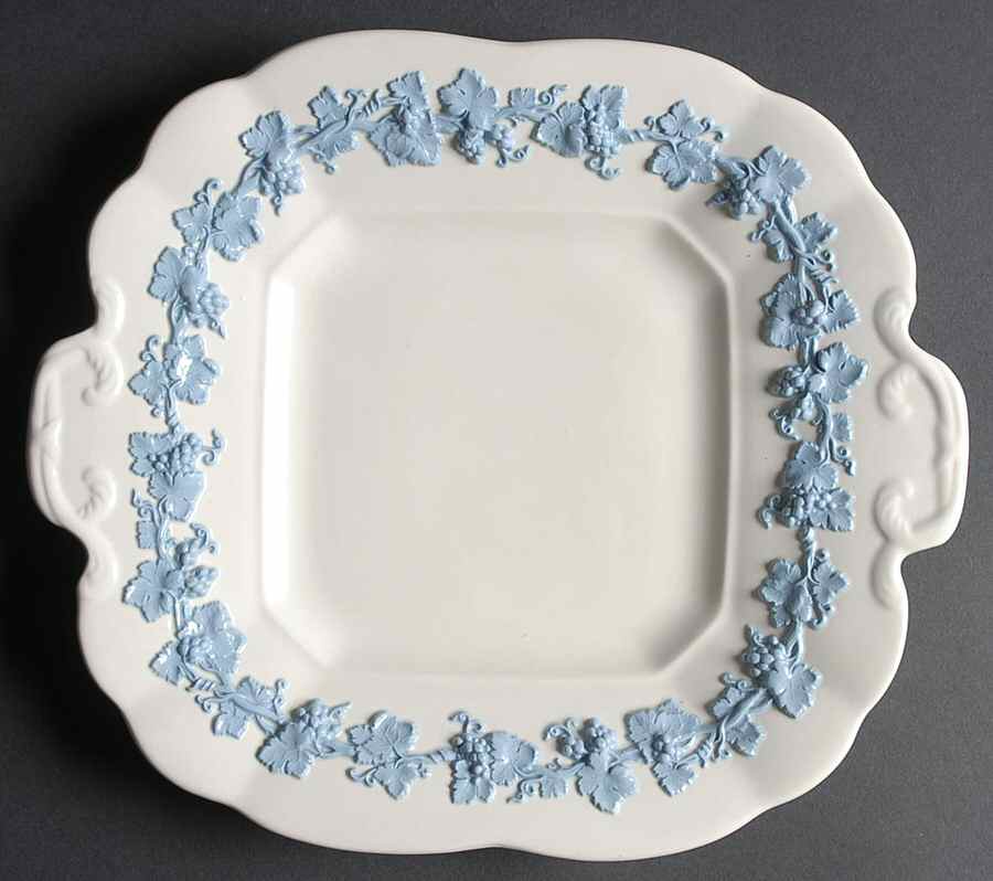 Lavender on Cream Color (Plain) Square Handled Cake Plate by Wedgwood-1
