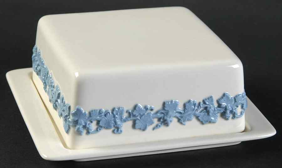 Lavender on Cream Color (Plain) Square Covered Butter by Wedgwood-1