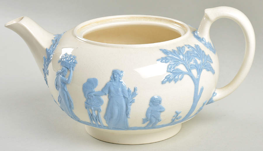Lavender on Cream Color (Shell Edge) Small Teapot No Lid by Wedgwood-1