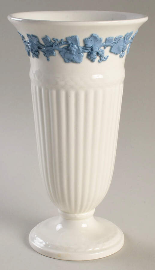 Lavender on Cream Color (Shell Edge) 9" Vase by Wedgwood-1