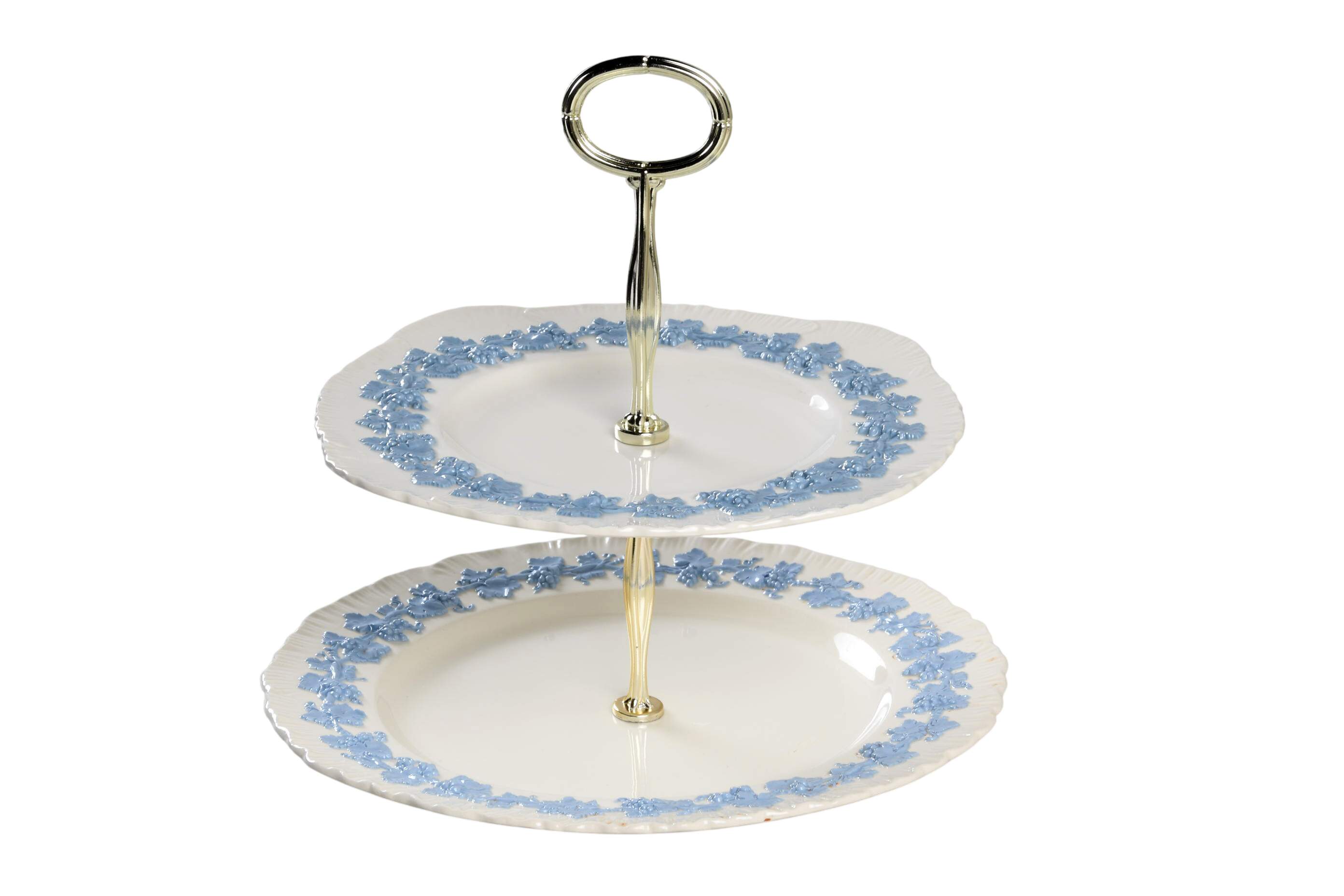 Lavender on Cream Color (Shell Edge) 6 5/8"-10"  2 Tiered Serving Tray (Dp, Sp) HC by Wedgwood-1