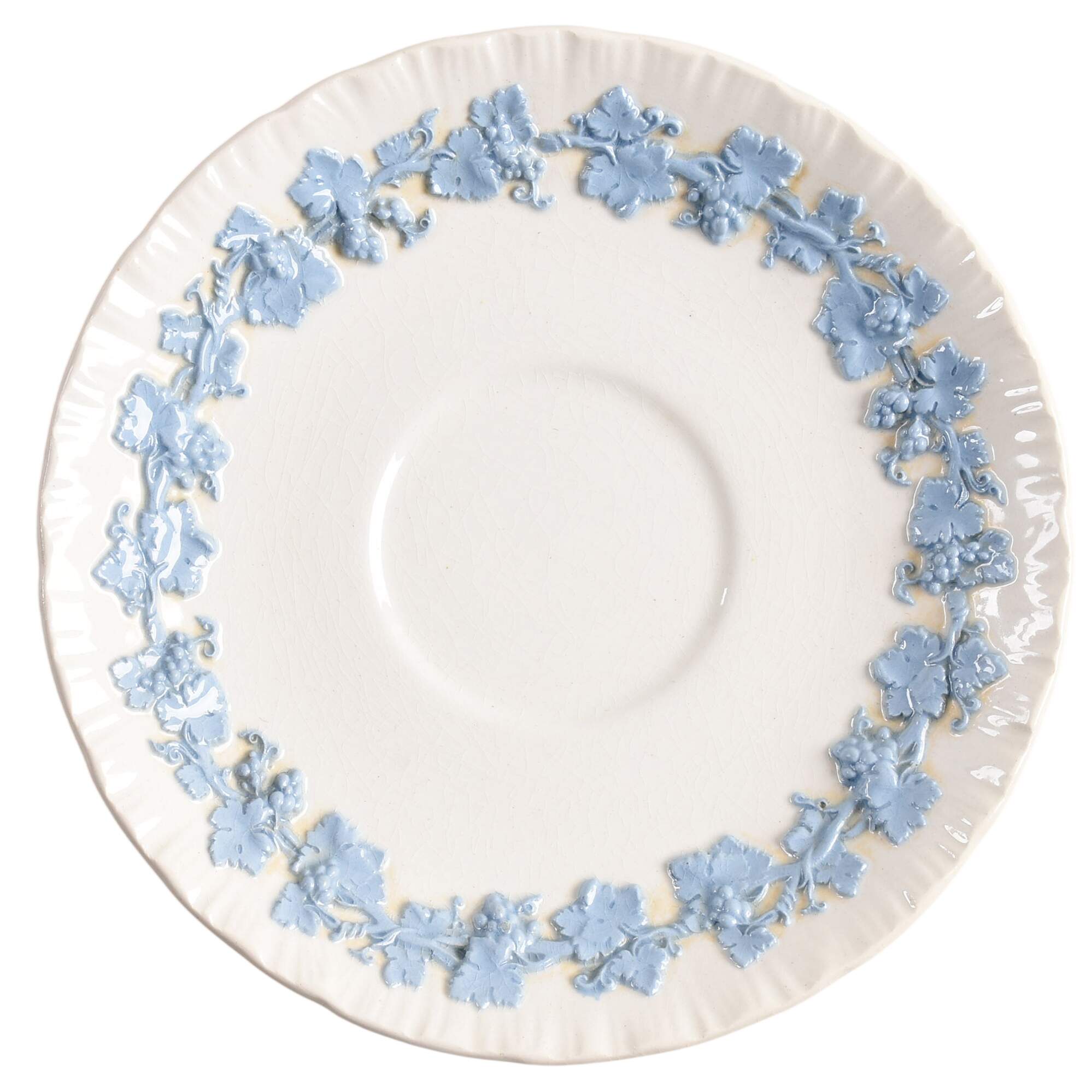Lavender on Cream Color (Shell Edge) Saucer for Footed Cup by Wedgwood-1