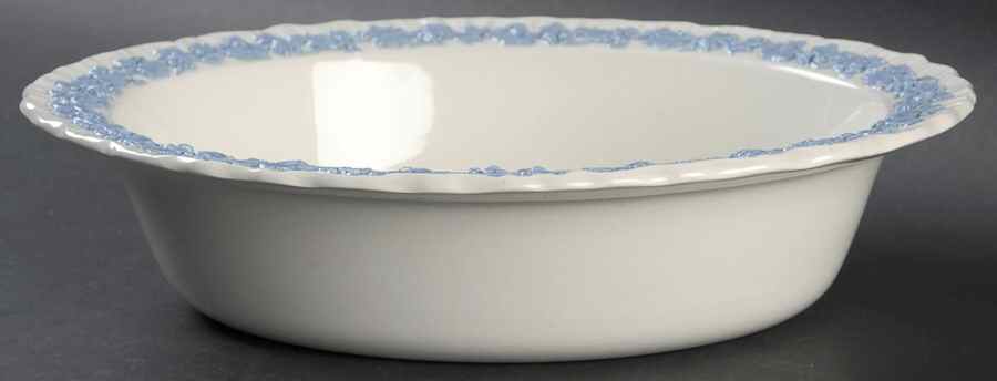 Lavender on Cream Color (Shell Edge) 10" Oval Vegetable Bowl by Wedgwood-1