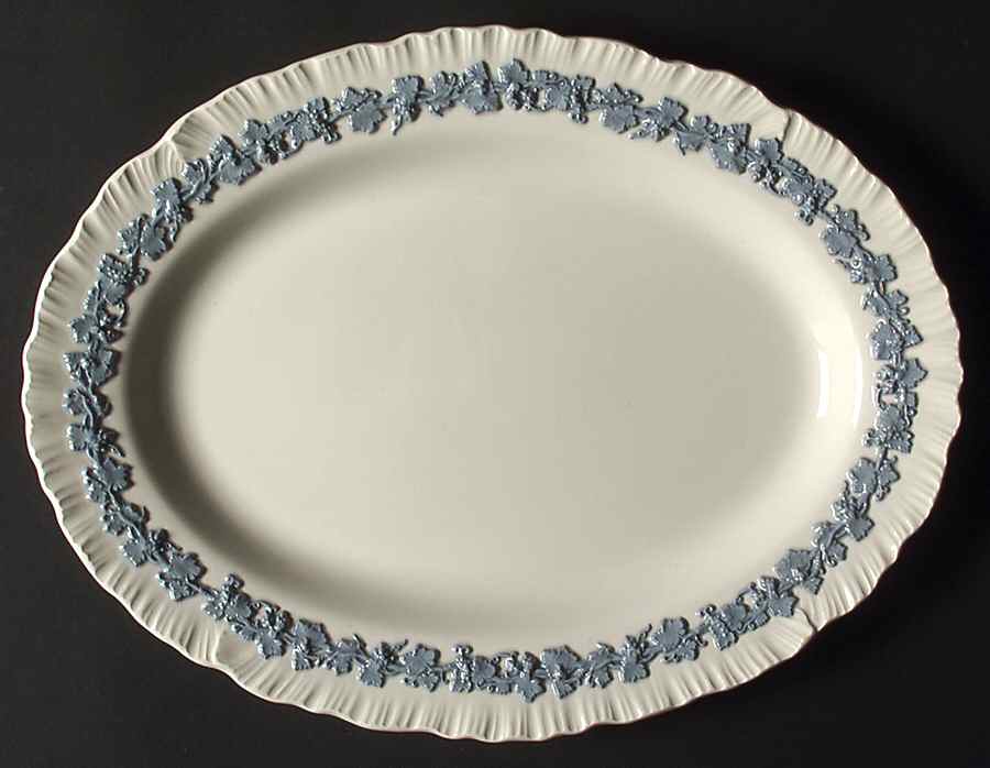 Lavender on Cream Color (Shell Edge) 11" Oval Serving Platter by Wedgwood-1