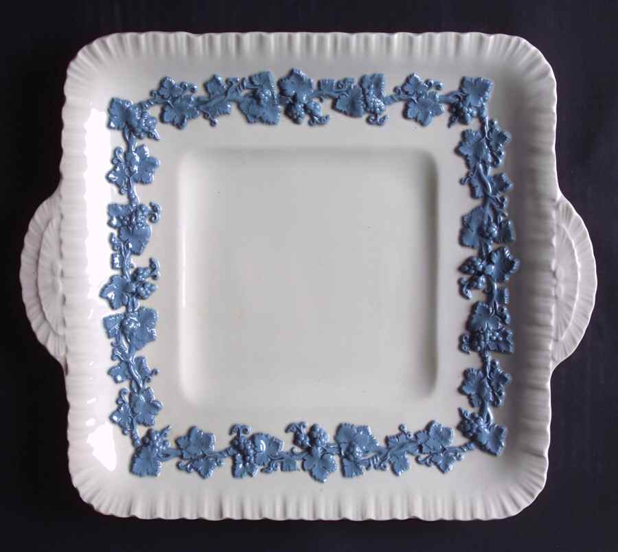 Lavender on Cream Color (Shell Edge) Square Handled Cake Plate by Wedgwood-1
