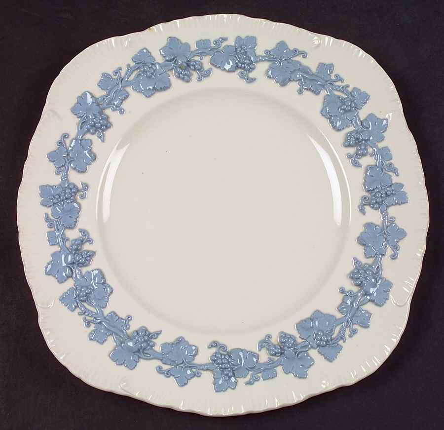 Lavender on Cream Color (Shell Edge) Square Luncheon Plate by Wedgwood-1