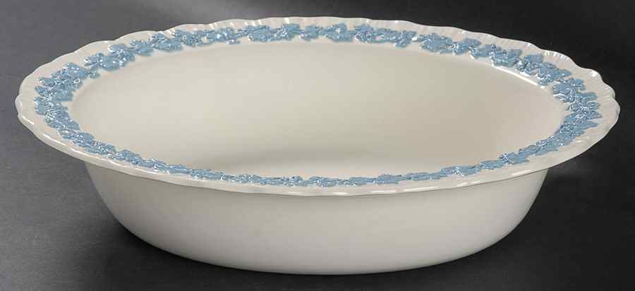 Lavender on Cream Color (Shell Edge) 9" Oval Vegetable Bowl by Wedgwood-1