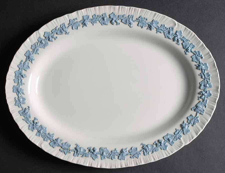 Lavender on Cream Color (Shell Edge) 14" Oval Serving Platter by Wedgwood-1