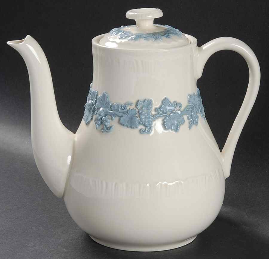 Lavender on Cream Color (Shell Edge) Coffee Pot & Lid by Wedgwood-1