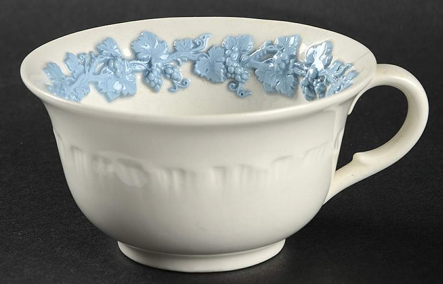 Lavender on Cream Color (Shell Edge) Flat Cup by Wedgwood-1