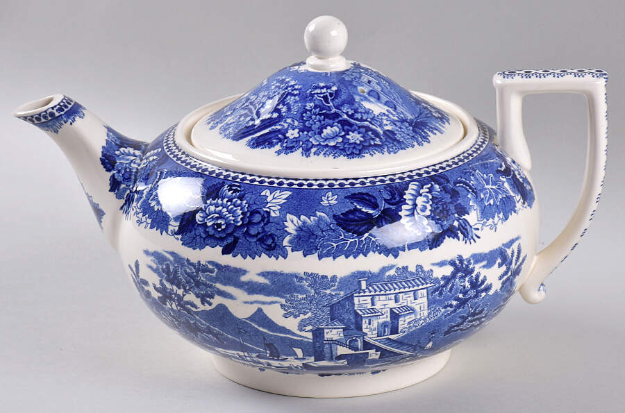 Landscape Dark Blue (No Trim) Teapot & Lid by Wedgwood-1
