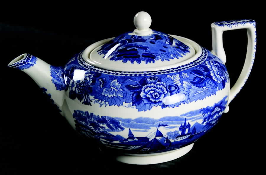 Landscape Dark Blue (No Trim) Teapot & Lid by Wedgwood-1