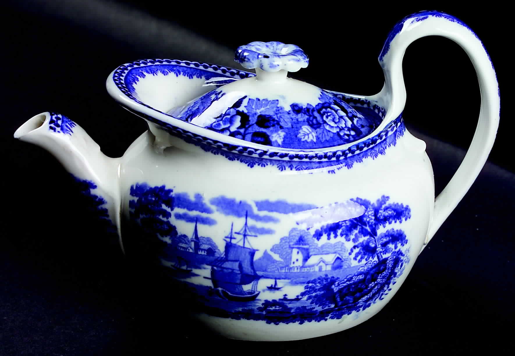 Landscape Dark Blue (No Trim) Mini Teapot & Lid by Wedgwood-1