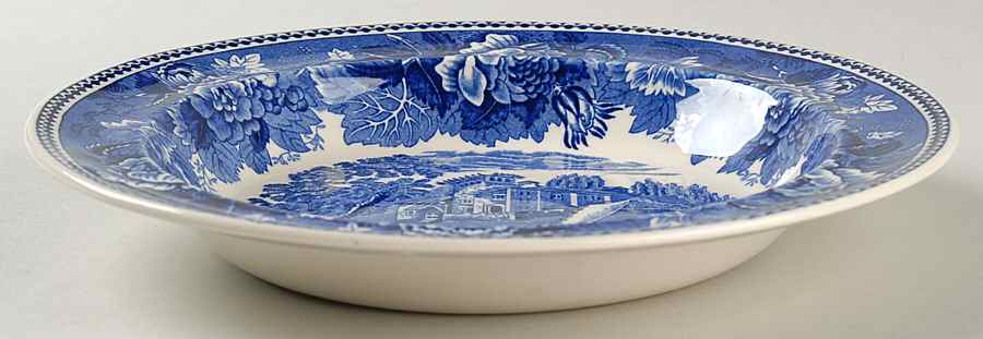Landscape Dark Blue (No Trim) Rim Soup Bowl by Wedgwood-1
