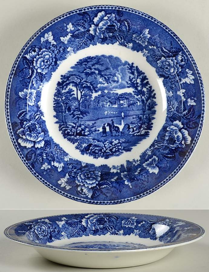 Landscape Dark Blue (No Trim) Large Rim Soup Bowl by Wedgwood-1