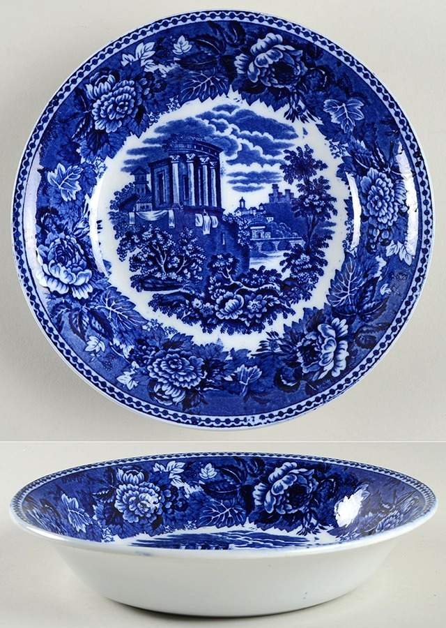 Landscape Dark Blue (No Trim) Soup/Cereal Bowl by Wedgwood-1
