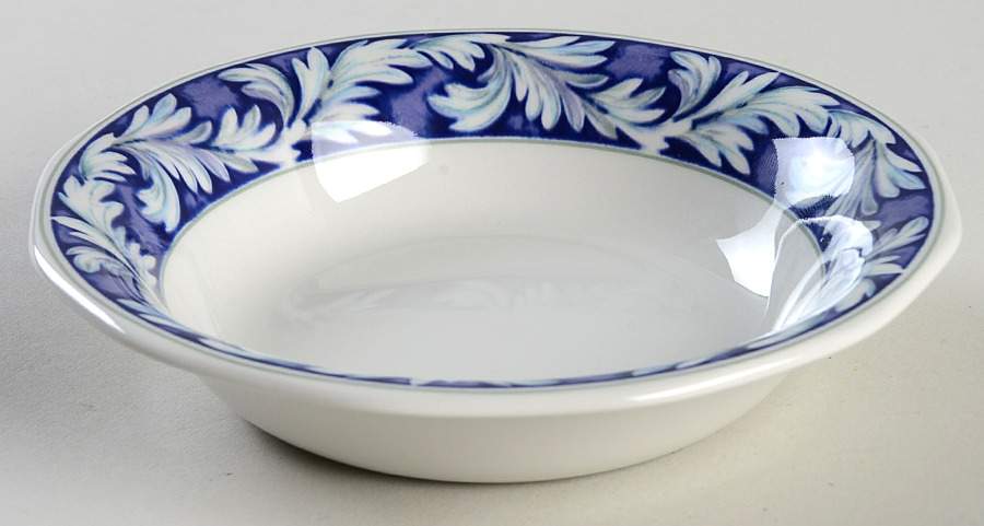 Laurel (White Leaves on Blue Band) Fruit/Dessert (Sauce) Bowl by Wedgwood-1