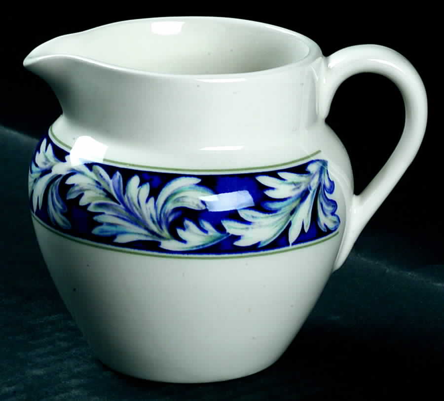 Laurel (White Leaves on Blue Band) Creamer by Wedgwood-1